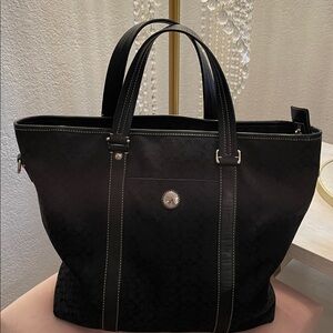Black Coach Tote with Blue Lining